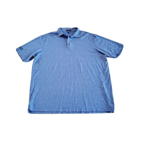 Peter Millar Shirt Mens XL Blue Striped Golf Polo Logo Crown Crafted Wool Nylon - Picture 1 of 9